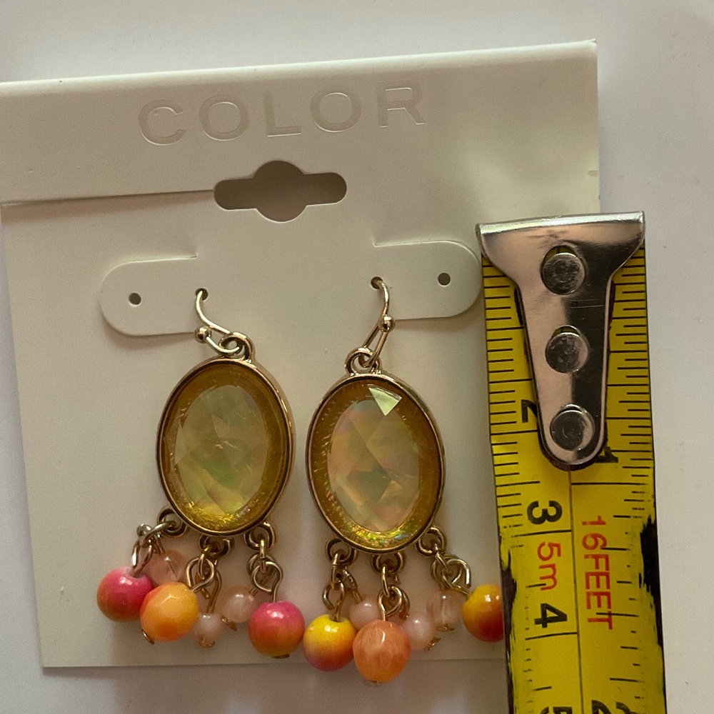 Monet Multi-color Double Strand Necklace  Coral Pink Oval Earrings NWT - Picture 6 of 11